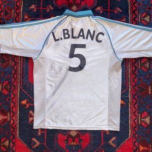 Vintage Adidas 1999 Olympique Marseille Laurent Blanc Centennial Soccer Jersey